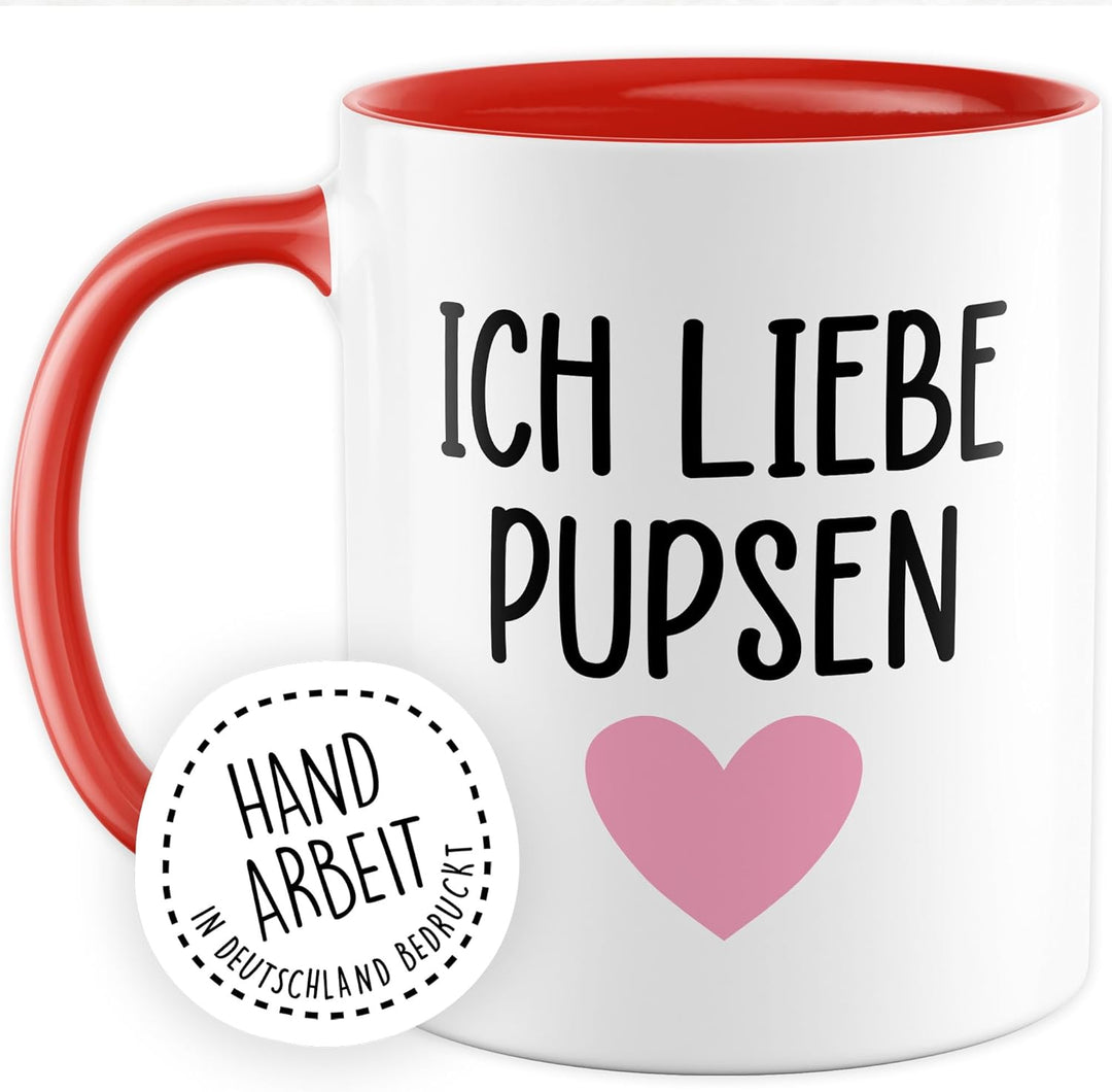 Tasse Lustig Geschenk ich liebe pupsen – Kaffeetasse 330ml aus Keramik – Witz Humor Spruch Büro Witz