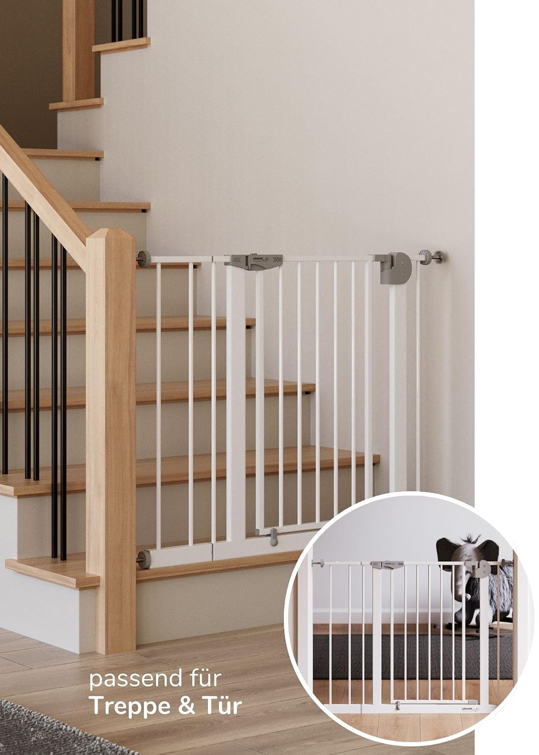 Sämann Türschutzgitter & Treppenschutzgitter mit Y-Spindel I 84-95 cm I Extra Höhe von 77 cm I Kinde