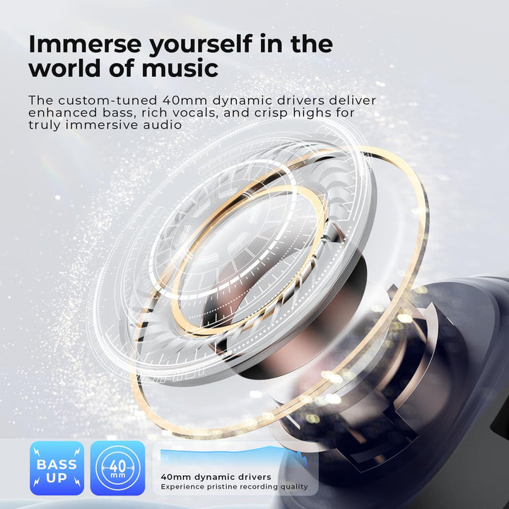Havit Kopfhörer mit aktiver Geräuschunterdrückung, kabellose Over-Ear-Bluetooth-Kopfhörer mit 60 ms