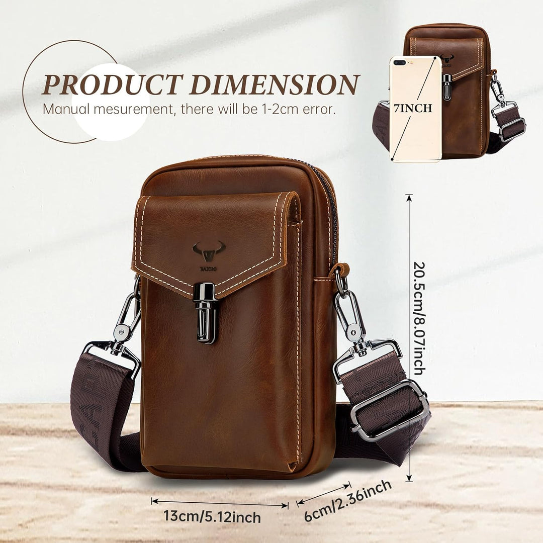 BAIGIO Handytasche Leder Vintage Gürteltasche Herren Hüfttasche Klein Schultertasche Umhängetasche R