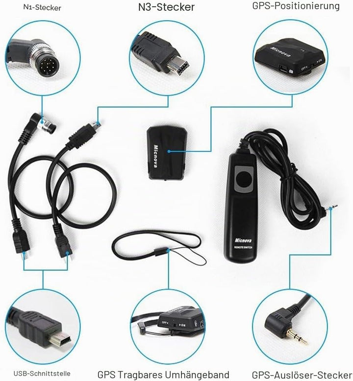 Micnova gps-n Kamera Geotag GPS-Empfänger mit N1 N3 Kabel + Fernbedienung Controller für Digital Kam