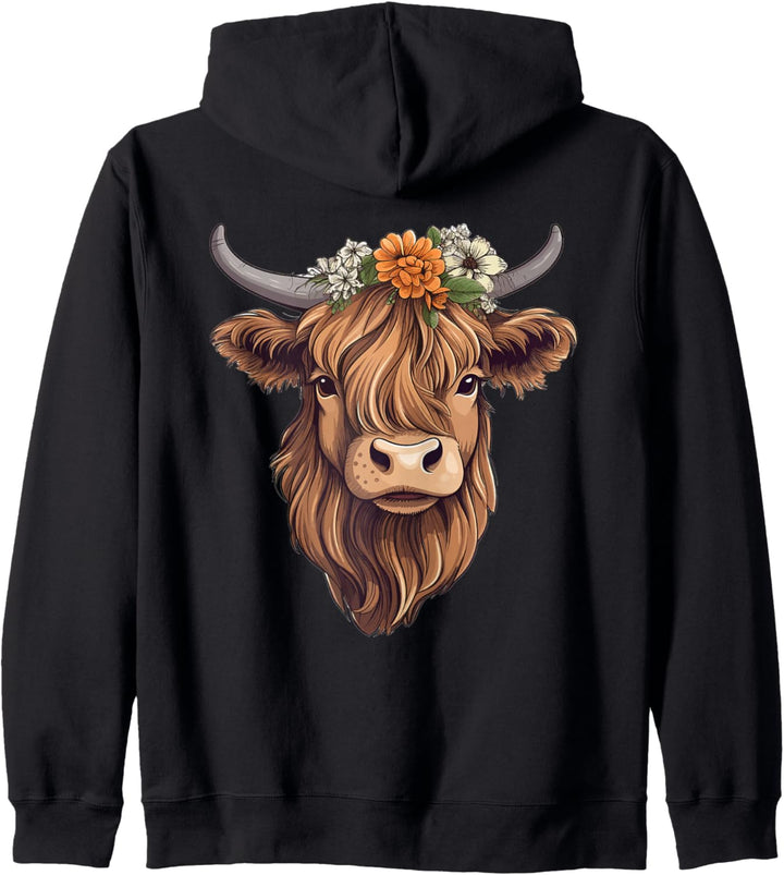Highland Cow Floral Western Country für Damen Kapuzenjacke