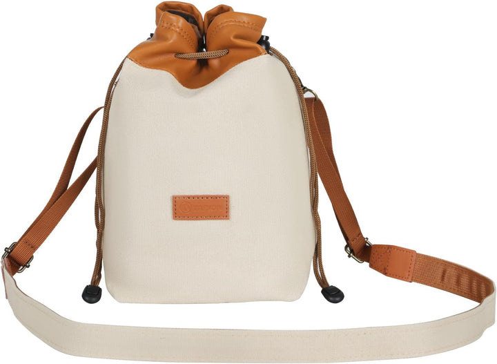 TARION Objektivbeutel mit Tragegurt, Objektivtasche aus Canvas PU Leder, Gepolstert Schutzbeutel Kam