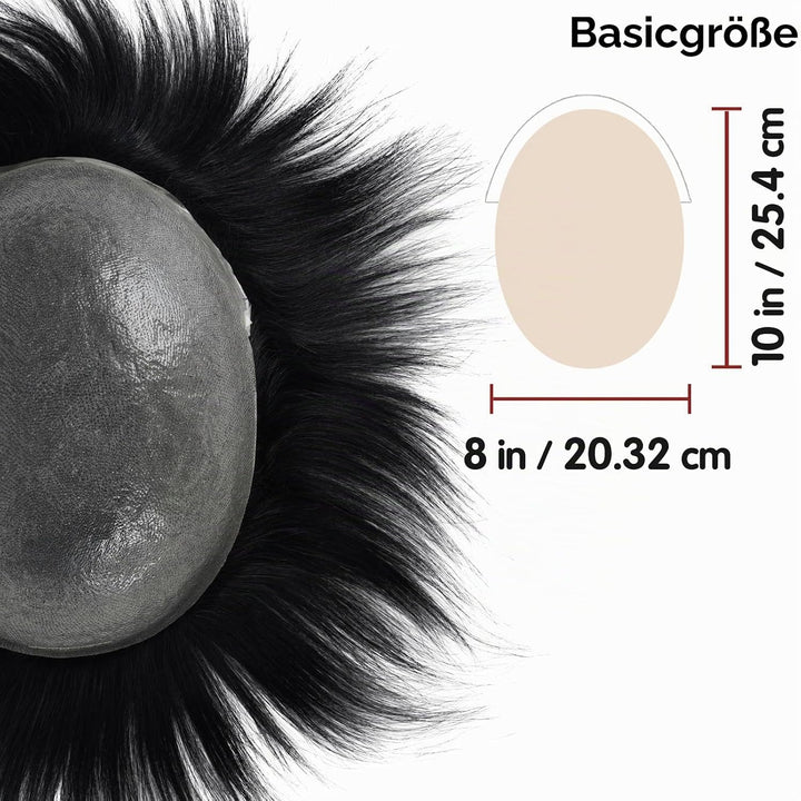 Lordhair Perücke für Herren, Toupet Herren aus natürlichem Echthaar, 0,08 mm vorn, 1/2 Zoll, V-loope