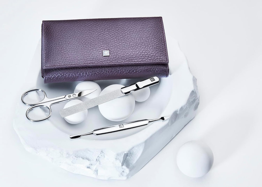 ZWILLING Maniküre und Pediküre Set, Classic INOX, Reise Etui Set, Nagelpflege, Leder, 7-teilig,