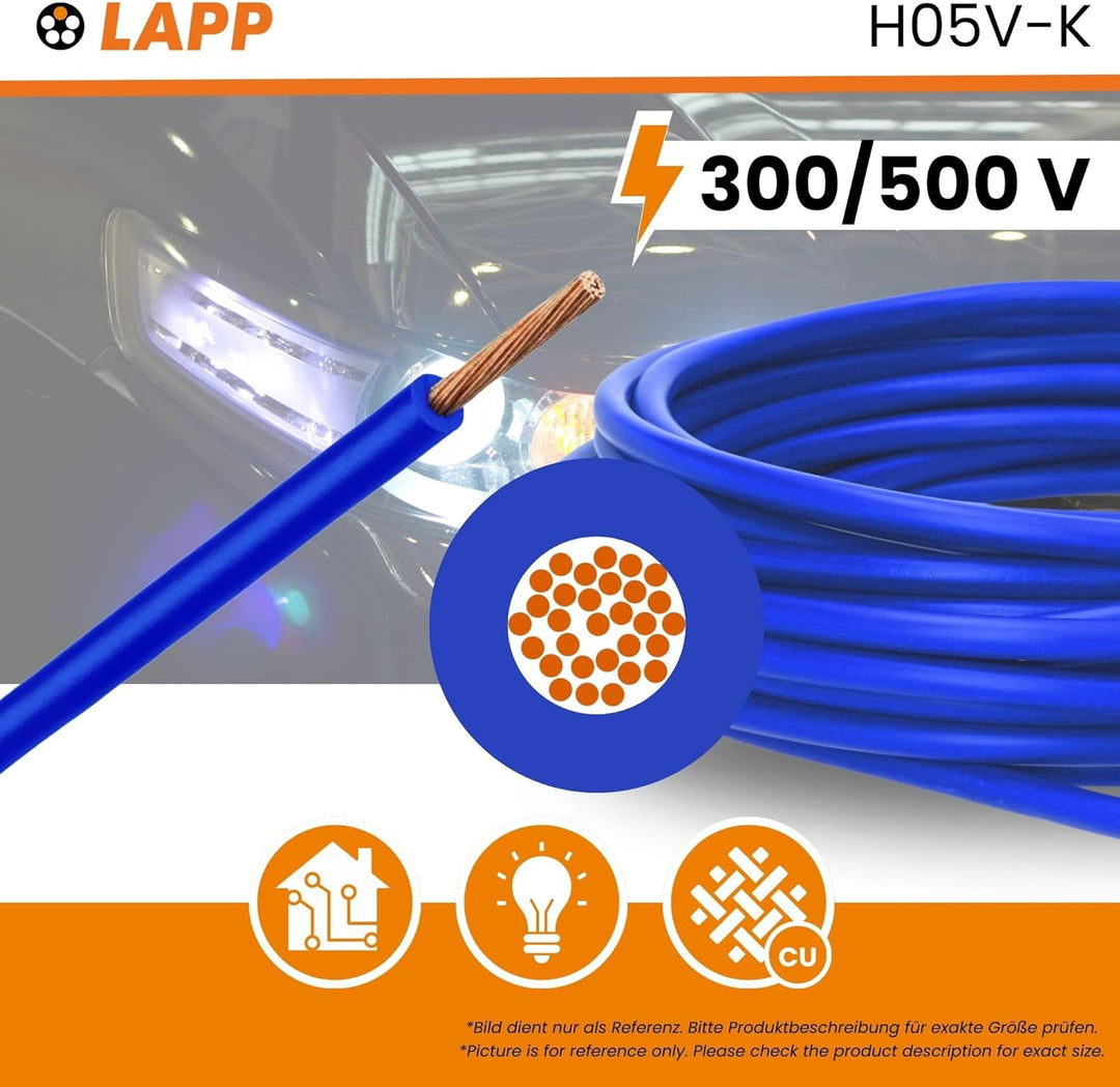 100 Meter Lapp 4510142 H05V-K 0,75 mm² dunkelblau I Verdrahtungsleitung I Aderleitung flexibel I PVC