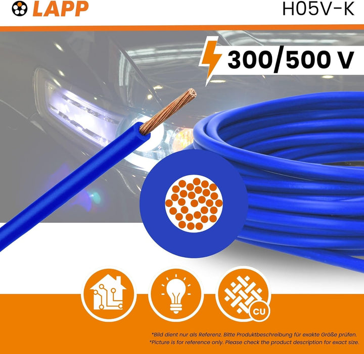 100 Meter Lapp 4510142 H05V-K 0,75 mm² dunkelblau I Verdrahtungsleitung I Aderleitung flexibel I PVC
