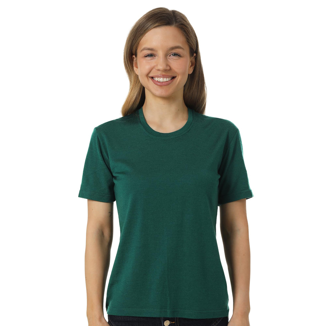 Merino.tech 100% Merino T-Shirt Damen - Sport Thermo Unterhemd Alltag S Regenwaldgrün, S Regenwaldgr