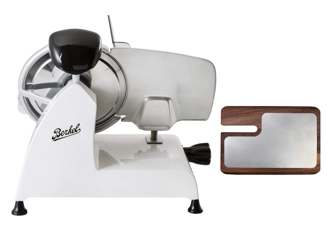 BERKEL - Allesschneider Red Line 250 + Schneidebrett aus Esche und Edelstahl (Weiss), Weiss