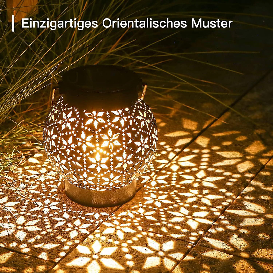 Geschenk für Frauen, 4 Stück Solarlampen für Aussen Garten, Orientalische Solarlaterne für Aussen IP
