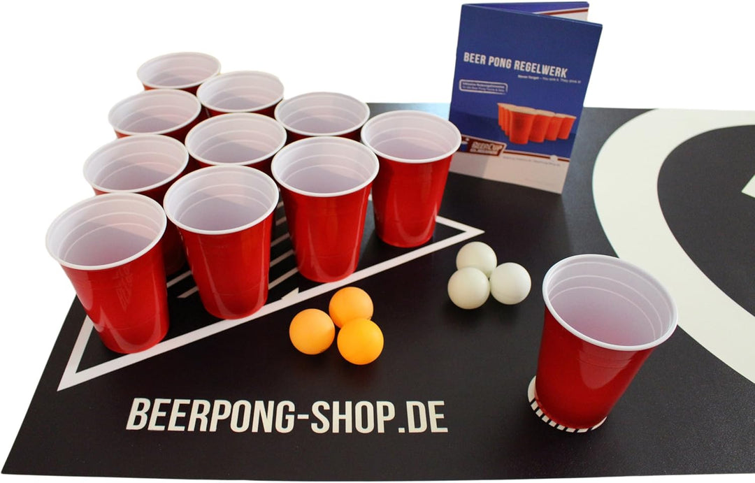 Beercup Bierpong Matte, Beer Pong Set für Erwachsene Partyspiele, Beerpong Tisch-Matte, Tischmatte f