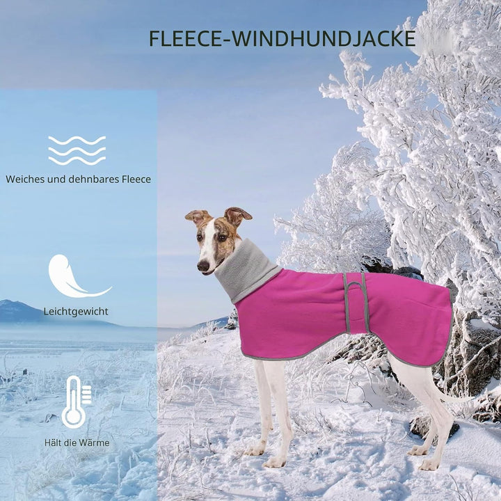 Geyecete Fleece Hundemantel Pullover für Windhunde,Whippet winterjacken Rollkragen Warmes Verstellba