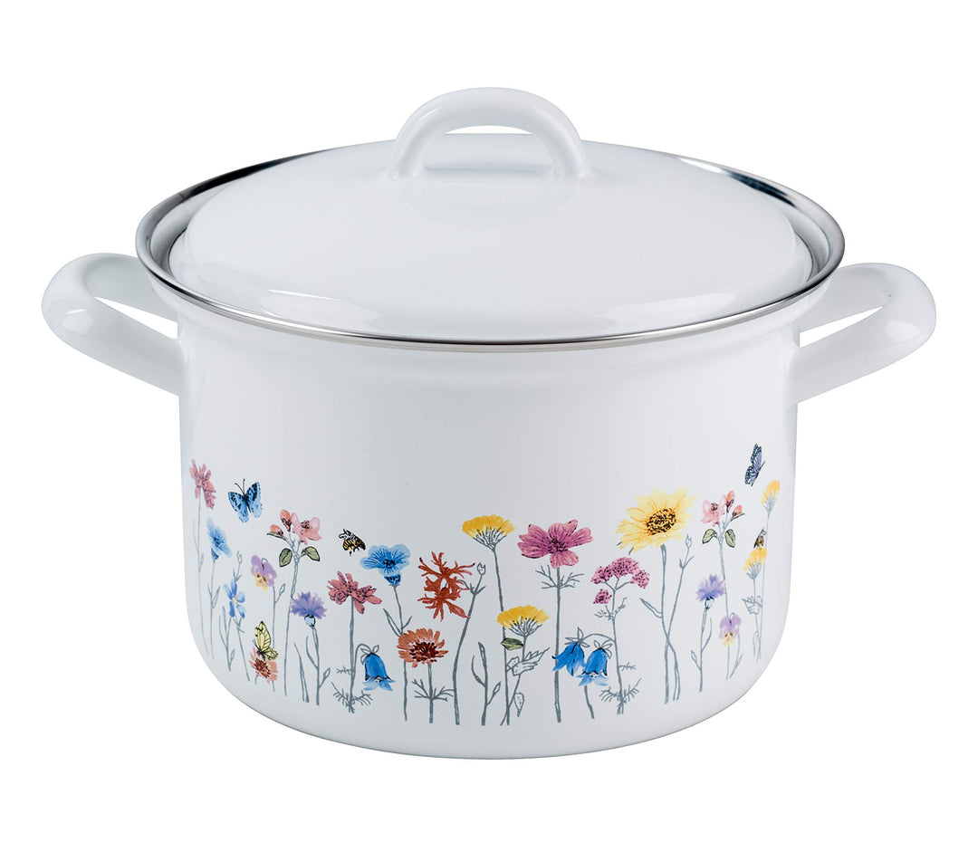 RIESS 0122-070 Fleischtopf mit Deckel, Durchmesser 16 cm, Inhalt 1,5 Liter, Country, SONDERDEKOR FLO