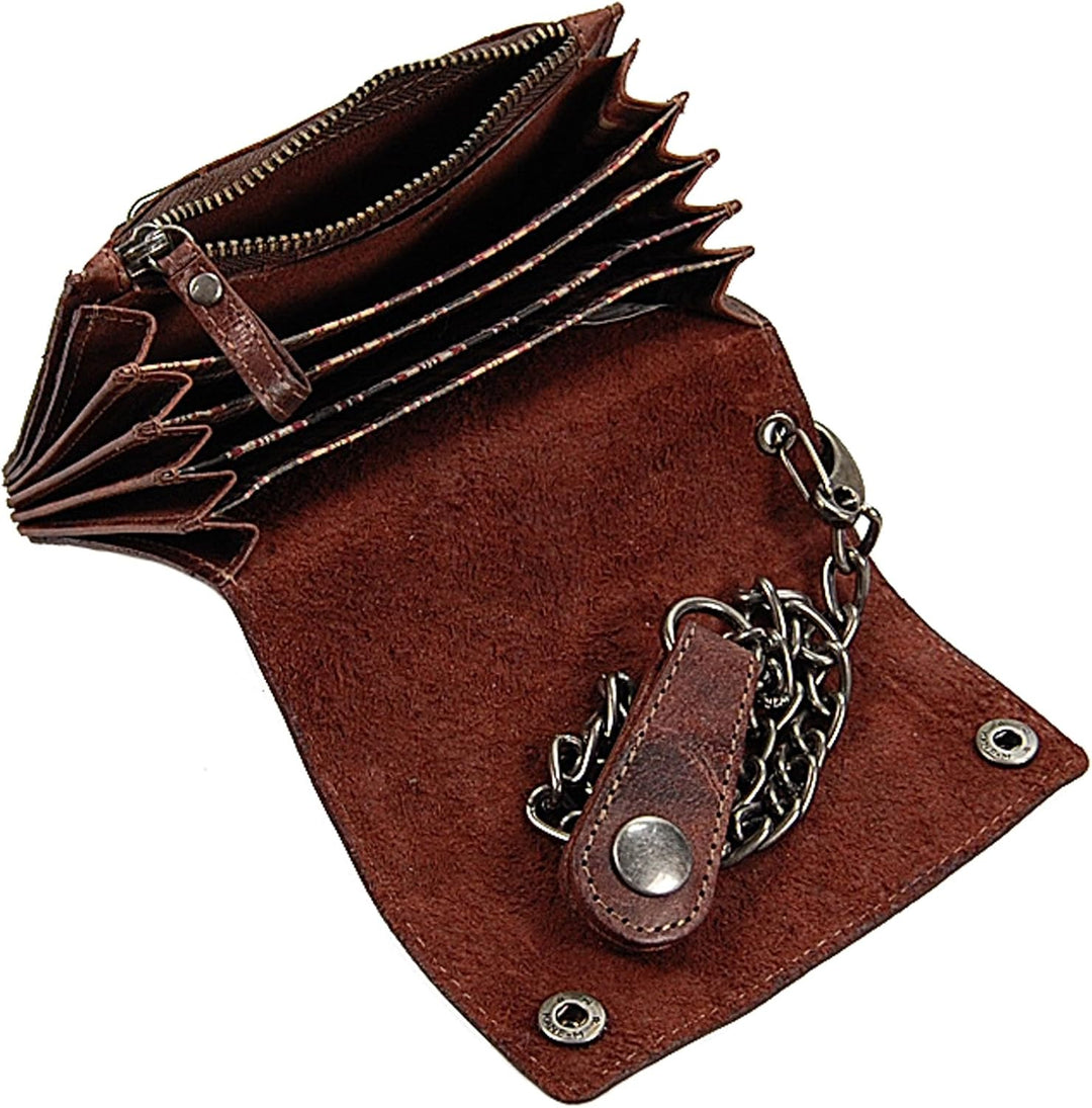 Branco Biker Geldbörse Leder mit Kette Herren Geldbeutel Kettenbörse Bikerbörse Trucker GoBago (Vint