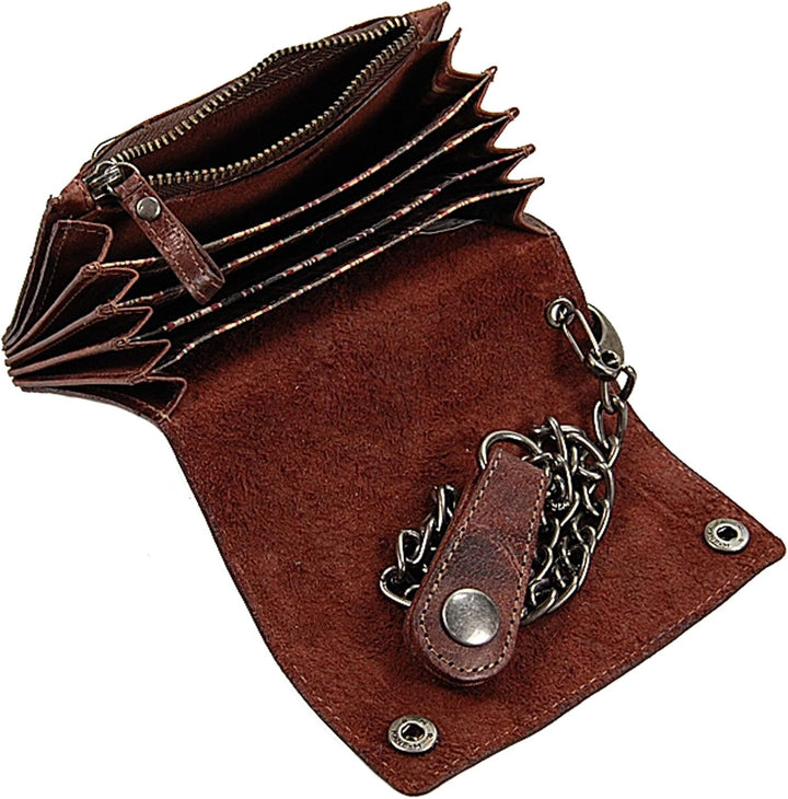 Branco Biker Geldbörse Leder mit Kette Herren Geldbeutel Kettenbörse Bikerbörse Trucker GoBago (Vint