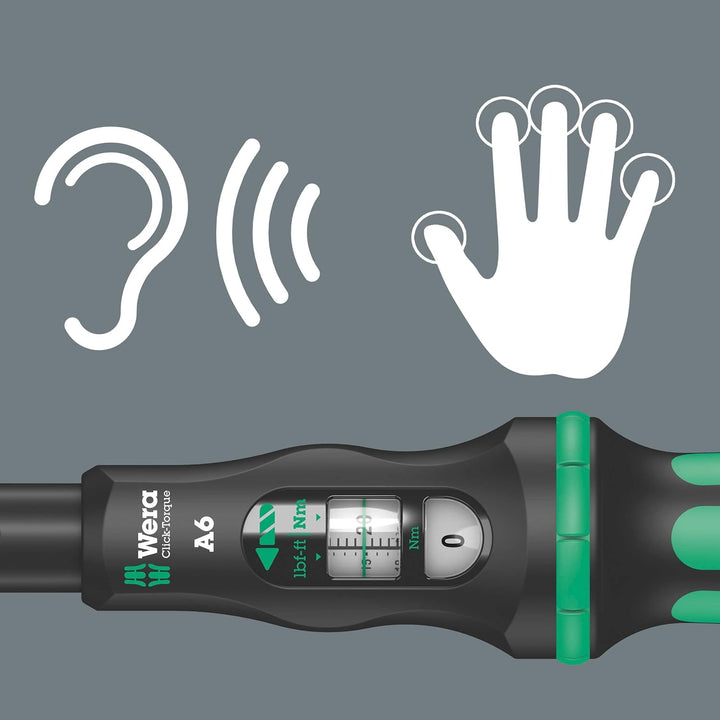 Wera 05075605001 Click-Torque A 6 Drehmomentschlüssel mit Umschaltknarre, Schwarz, Grün, 1/4" Sechsk