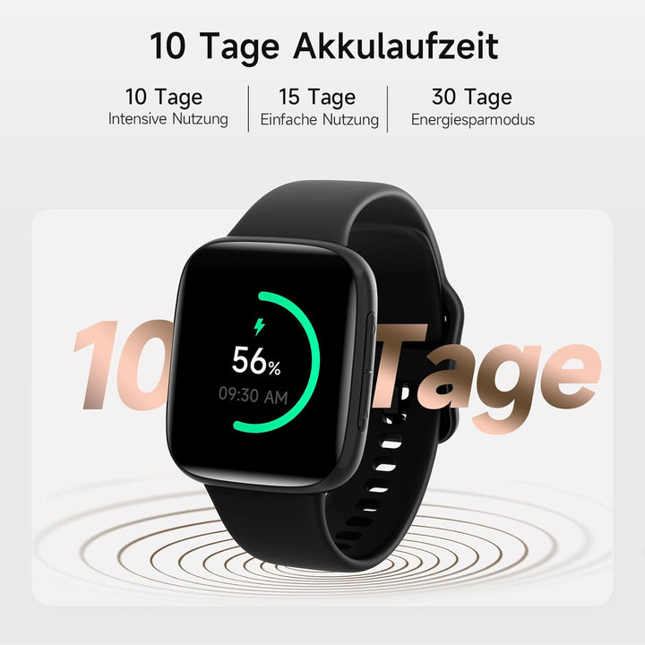 Smartwatch Herren Damen, 1,85" Fitnessuhr mit Telefonfunktion & Whatsapp, Herzfrequenz & Schlafmonit