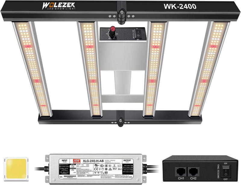 wolezek WK2400 LED Grow Lampe Vollspektrum mit 5000K Sam-sung Dioden, 240W Dimmbare Pflanzenlampe mi