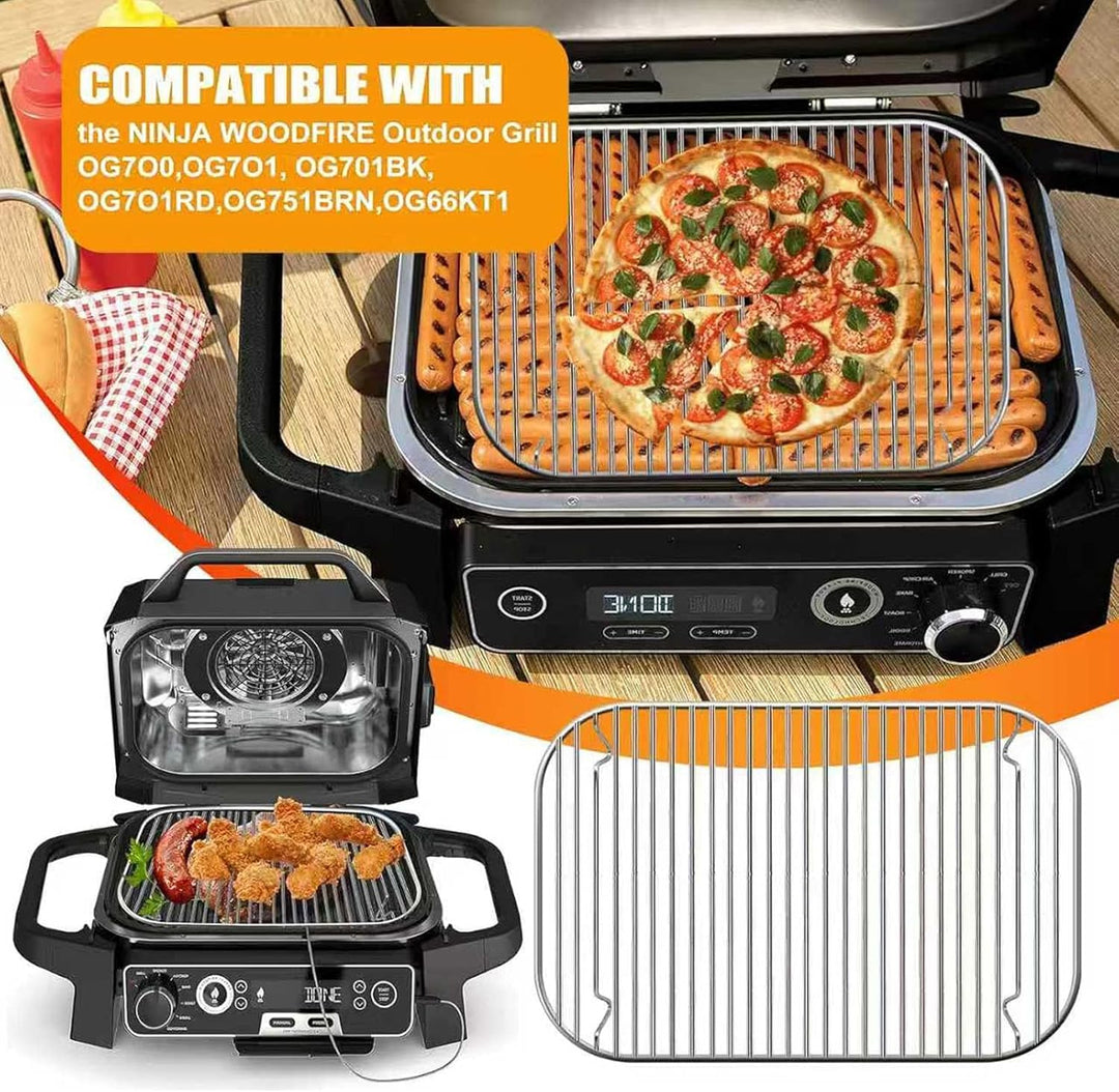 GXF Edelstahl-Grillrost, 12,6×8,7 Zoll Flex Flame Combi Zubehör Outdoor Indoor Grillgestell für Ninj