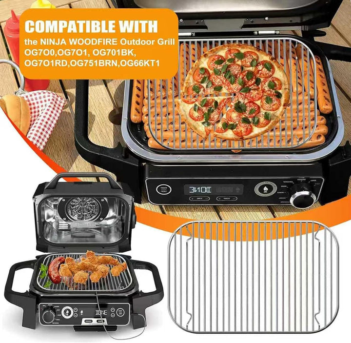 GXF Edelstahl-Grillrost, 12,6×8,7 Zoll Flex Flame Combi Zubehör Outdoor Indoor Grillgestell für Ninj