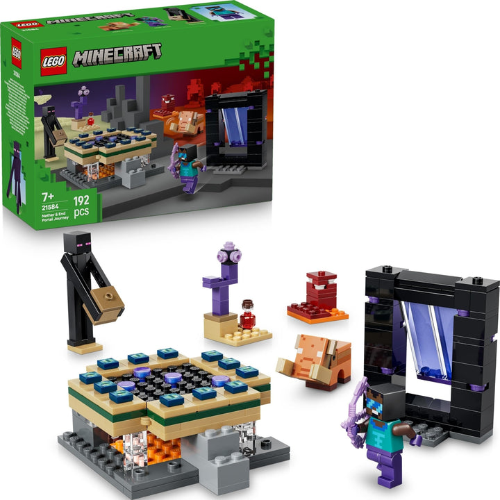 LEGO Minecraft Reise durch Nether und Endportal - Kinder Spielzeug mit Helden, Enderman und Baby Hog