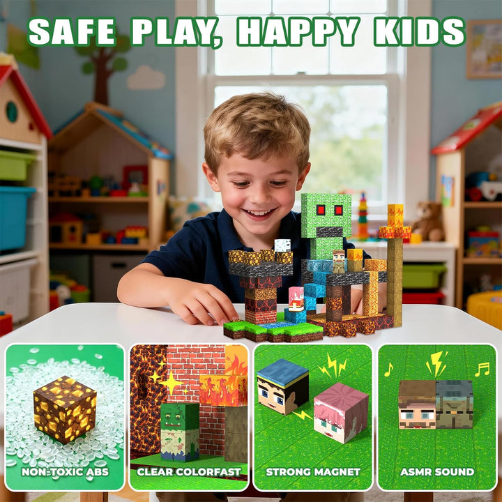 Magnetische Bausteine Bauspielzeug 100 Pcs Magnetbausteine für Kinder Montessori Kreative Spielzeug