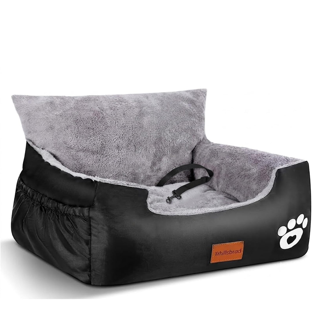 Hunde Autositz, 70x60x45cm, 2 Ansteckbare, Verstellbare Sicherheitsleinen, Auto-Hundebett für kleine