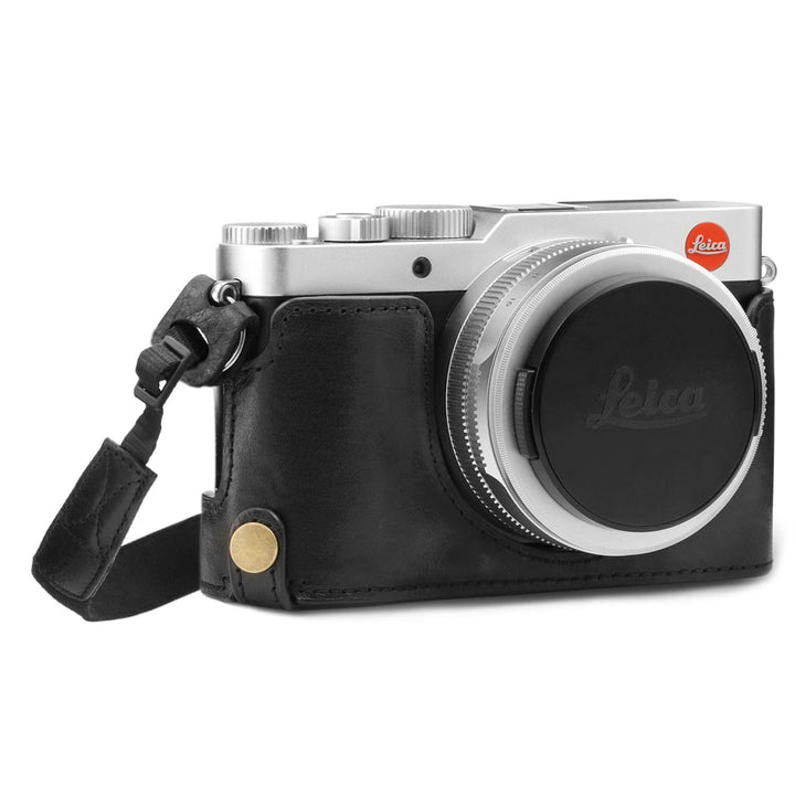 MegaGear MG1603 Leica D-Lux 7 Ever Ready Echtleder Kamera-Halbtasche mit Trageriemen - Schwarz, Schw