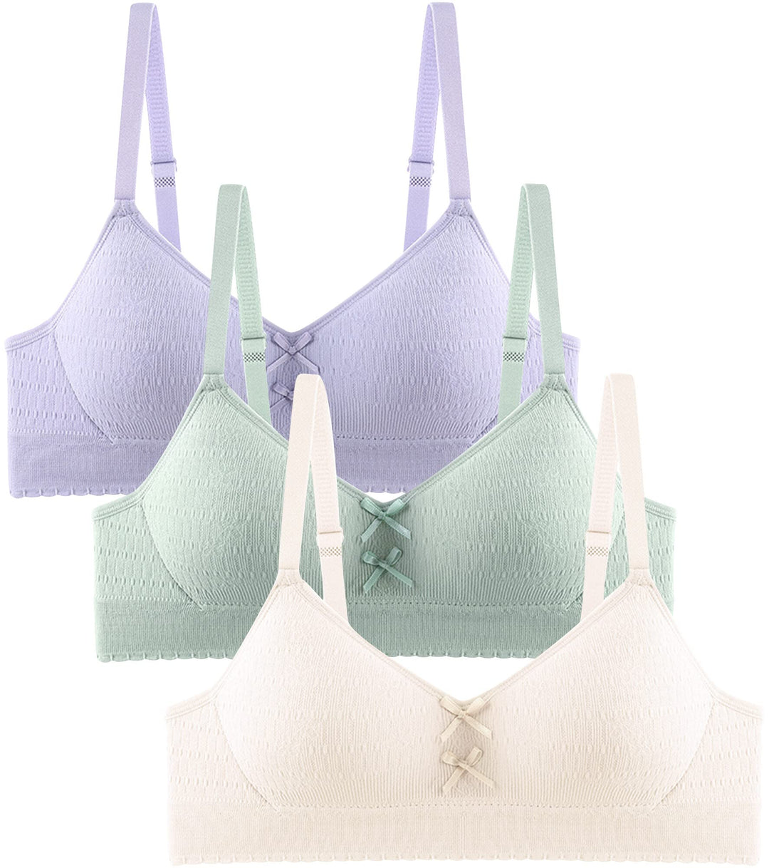 Adigau Mädchen BH 3er-Pack Ohne Bügel Trainings Bra Trägertop Teenager Bra Sport-BH mit Verstellbare