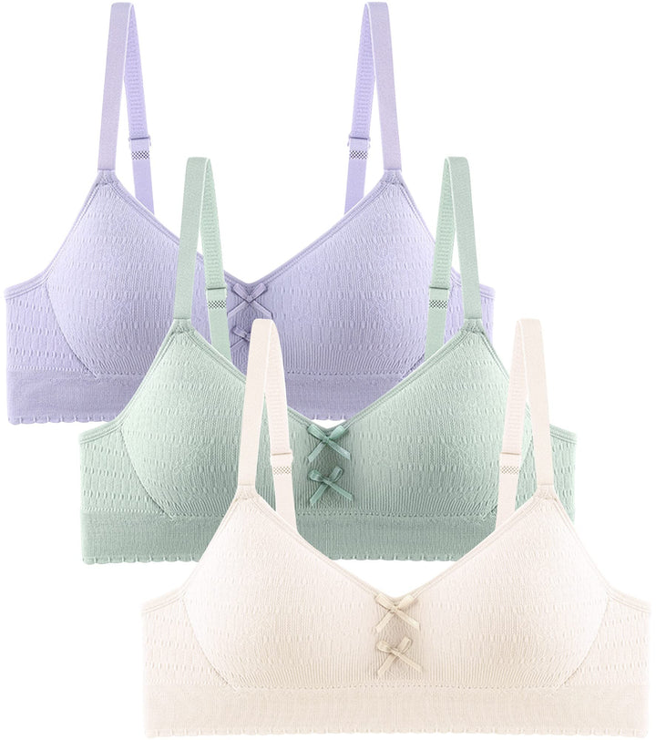 Adigau Mädchen BH 3er-Pack Ohne Bügel Trainings Bra Trägertop Teenager Bra Sport-BH mit Verstellbare