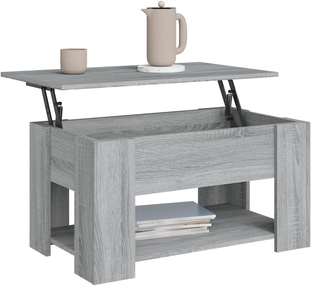 Couchtisch Höhenverstellbar 79x49x41 cm Beistelltisch Holz Wohnzimmertisch Modern Stilvollen Design