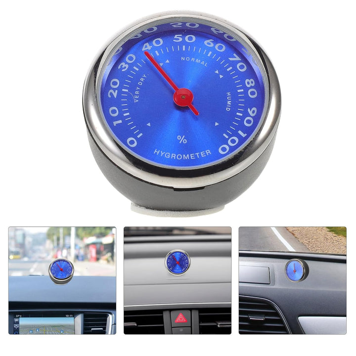 Alipis Mechanisches Temperatur und Feuchtigkeitsmessgerät für Armaturenbrett Blau mit Glas und Legie