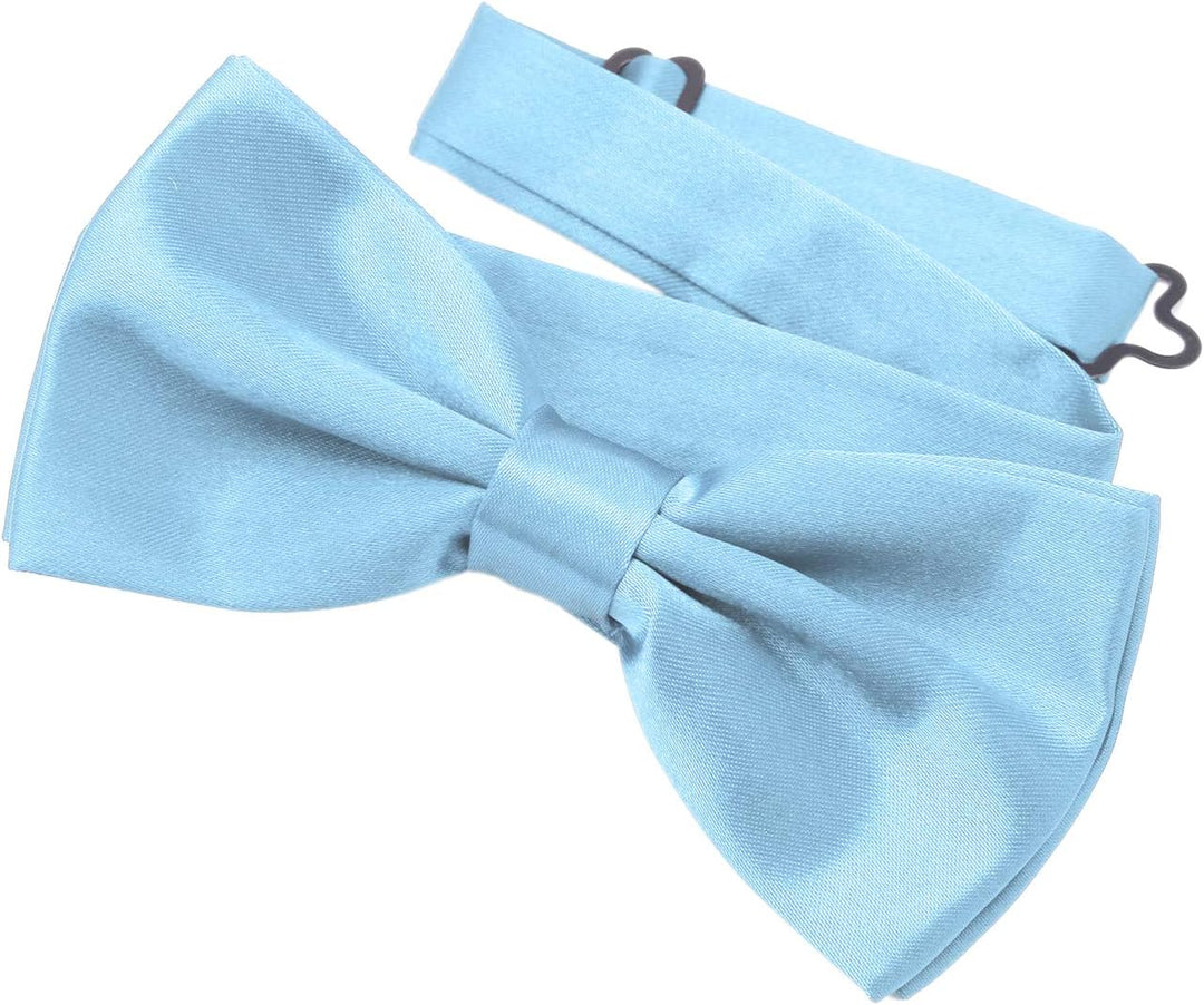 DonDon 10er Set Herren Fliege 12 x 6 cm gebunden und längenverstellbar Hellblau, Hellblau