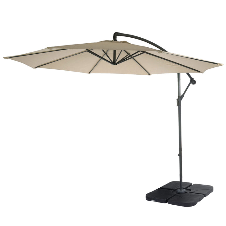 Mendler Ampelschirm Acerra, Sonnenschirm Sonnenschutz, Ø 3m neigbar, Polyester/Stahl 11kg mit Stände