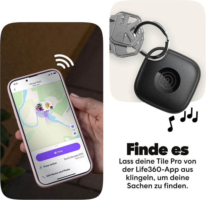 Tile by Life360 Mate (2024) – Bluetooth-Tracker, Schlüssel- und Gegenstandsfinder für Schlüssel, Tas