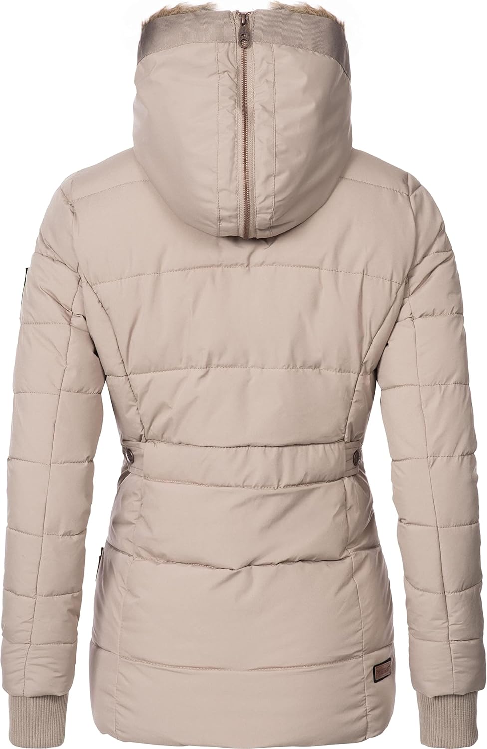 MARIKOO Damen Winterjacke warme Steppjacke mit Kunstfell Innenfutter Nekoo XS-3XL M Light Taupe, M L