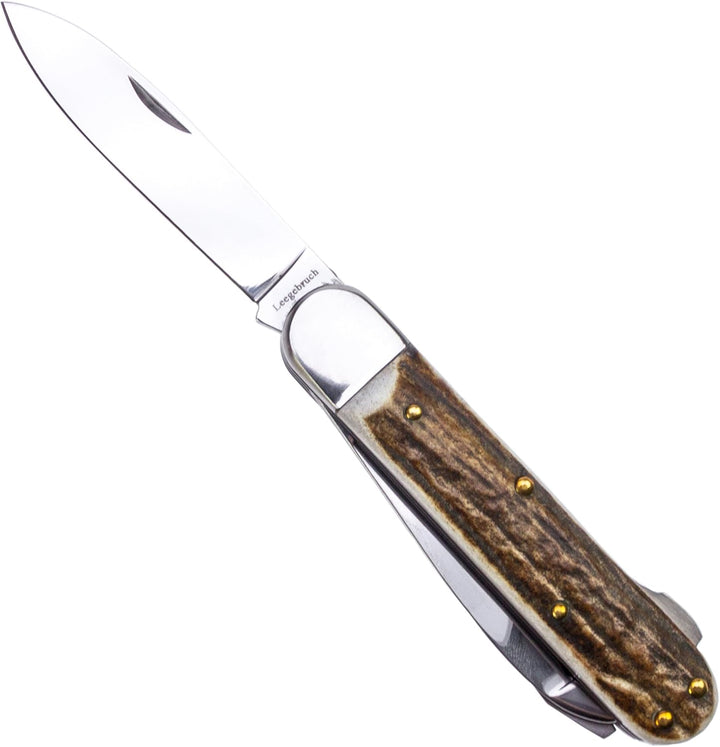 Jagdtaschenmesser Leegebruch Hirschhorngriff Klinge: 440 Stahl 3tlg.