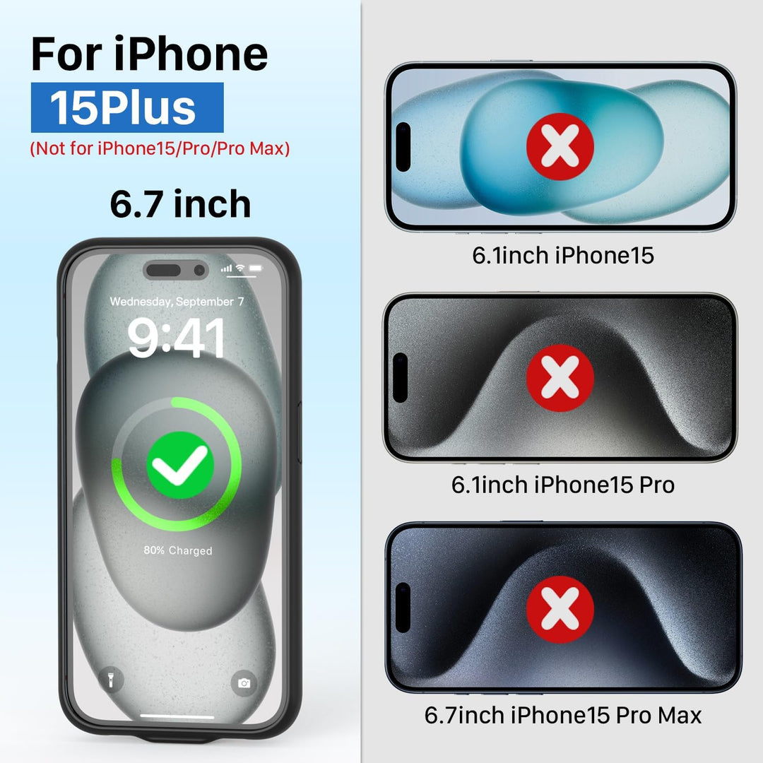 TQTHL Akkuhülle für iPhone 15 Plus, [ 6800mAh ] Zusatzakku Ladehülle Akku hülle Handyhülle,wiederauf