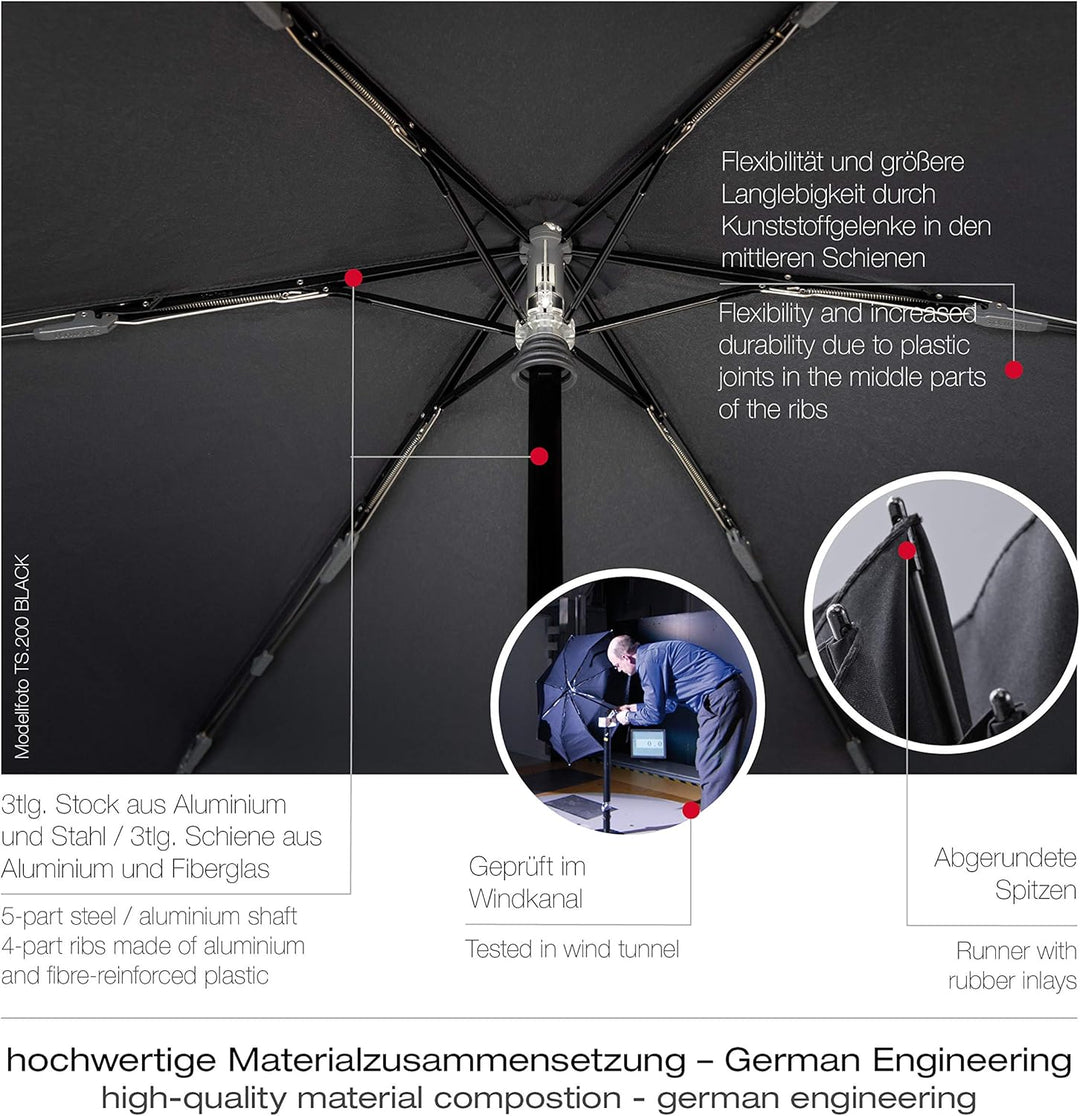 Knirps Taschenschirm TS.200 Slim Medium Duomatic Uni – Auf-Zu-Automatik – Sturmfest – Leicht – Windp