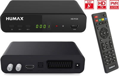 Humax HD Fox Digitaler HD Satellitenreceiver 1080P Digital HDTV Sat-Receiver mit 12V Netzteil Campin