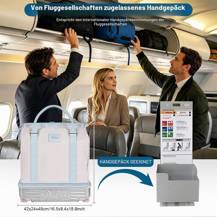 Hivexagon Faltbare Reisetasche mit Rollen, abnehmbaren Spinner-Rollen, erweiterbarem Fassungsvermöge