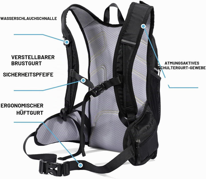 BBAIYULE® Trinkrucksack, isolierter Trinkrucksack mit 2 l BPA-freier Wasserblase, für Laufen, Wander