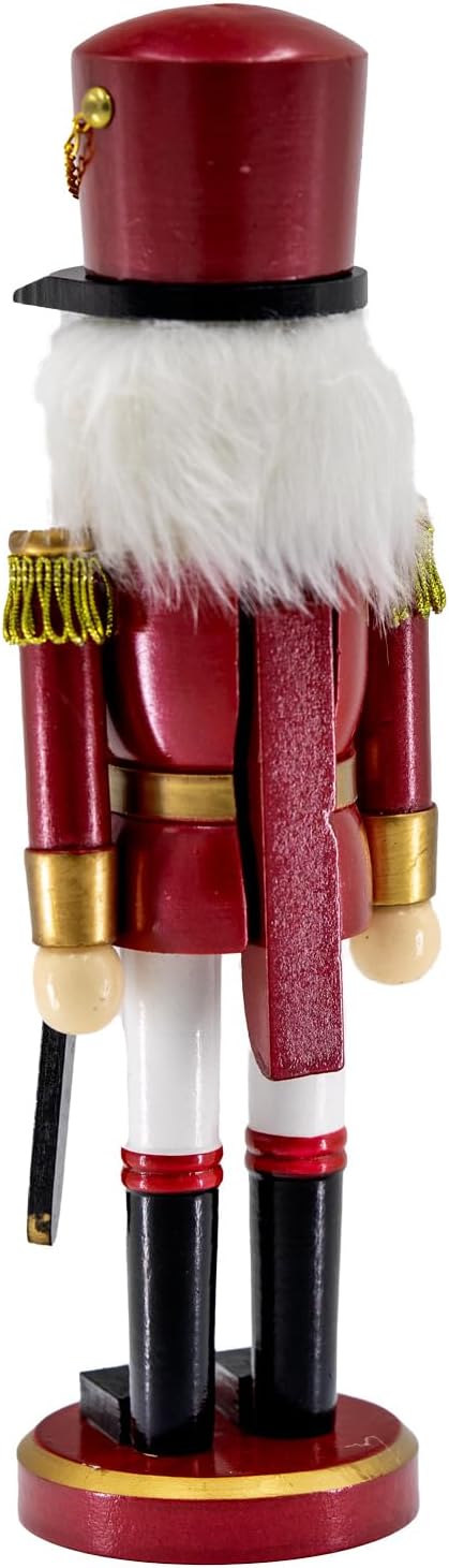 Kaladia Deko Nussknacker Figur Soldat aus Holz – Höhe: 38 cm – moderner Weihnachtsnussknacker in Rot