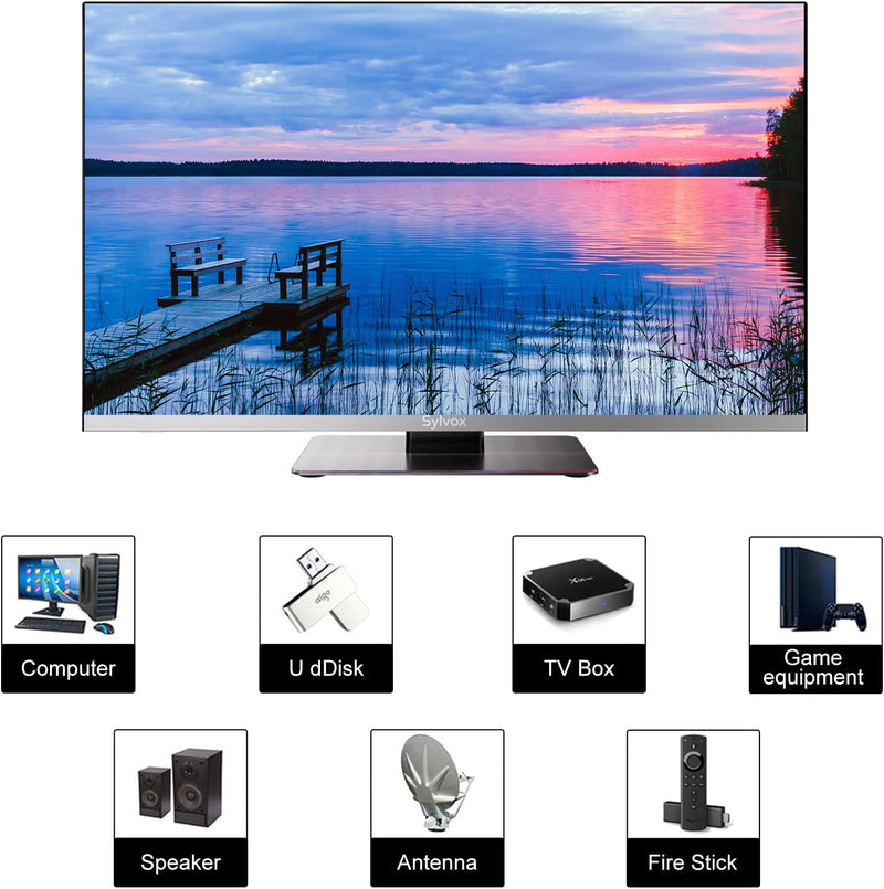 12V Smart TV für Wohnmobile 22 Zoll Fernseher Android Assistant, DVD Player, DVB-T2/S2 Free sat Sate