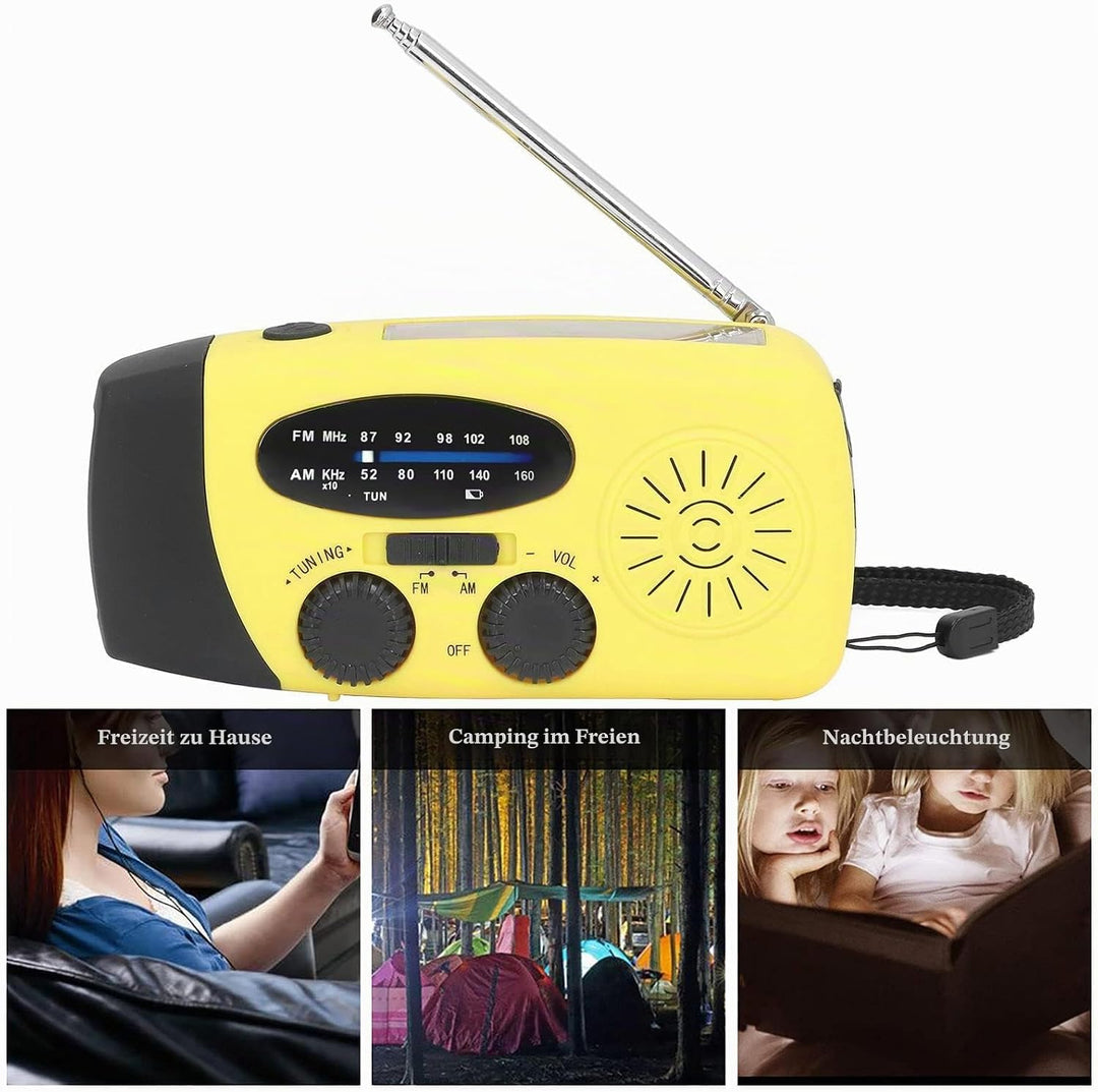 Solarradio, IPX3 Wasserdicht Handkurbel Solarradio, Kurbelradio, Radio Laterne, Multifunktionale Tra