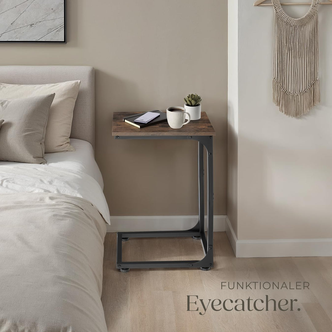 tectake Beistelltisch in C-Form im Industrie-Design, 30 x 40 x 63 cm, Sofatisch für Kaffee Laptop Co
