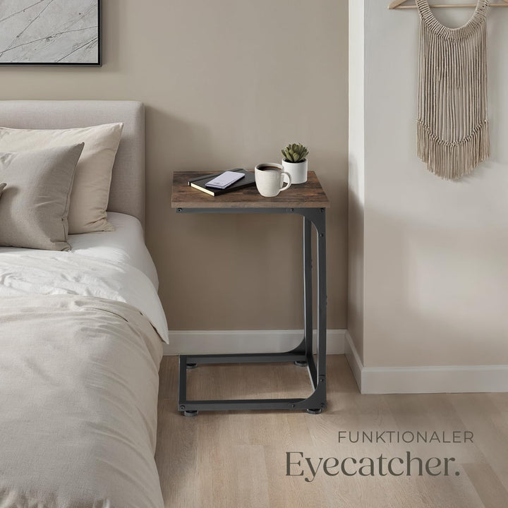tectake Beistelltisch in C-Form im Industrie-Design, 30 x 40 x 63 cm, Sofatisch für Kaffee Laptop Co