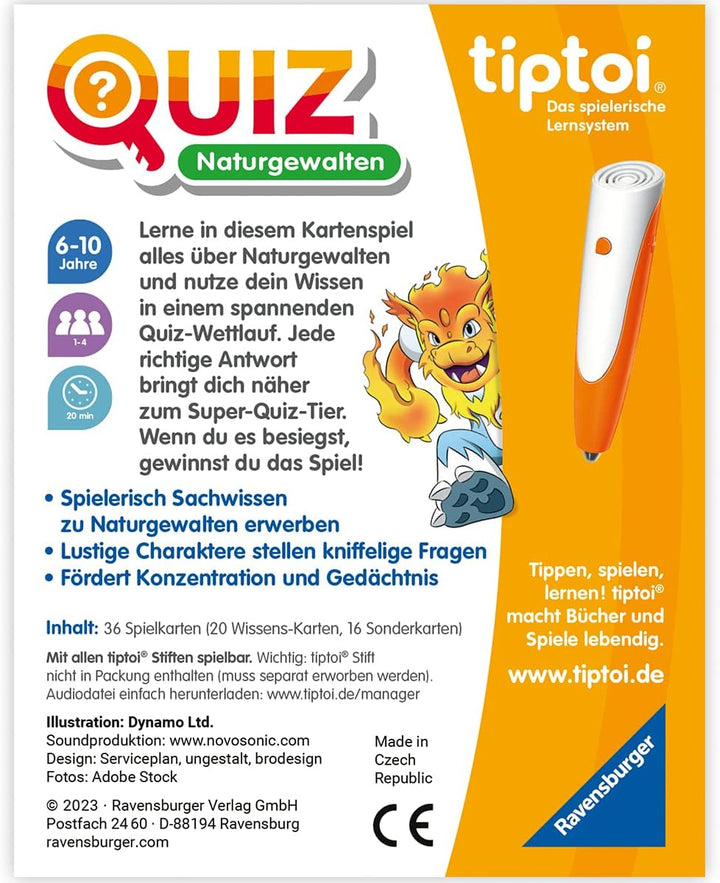 Ravensburger tiptoi 00167 Quiz Naturgewalten, Quizspiel für Kinder ab 6 Jahren, für 1-4 Spieler