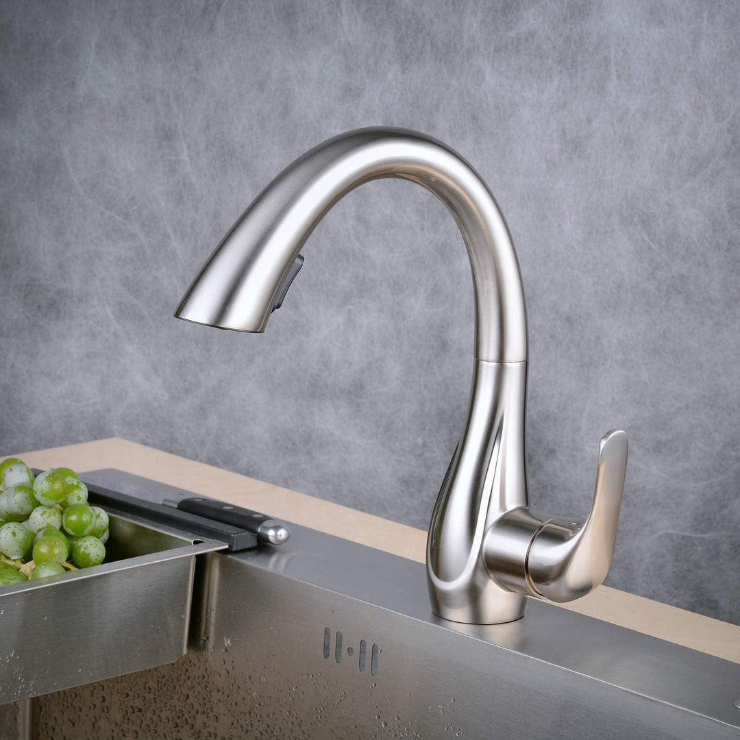 Beelee Küchenarmatur mit Herausziehbarer Dual-Spülbrause 360° Drehbar Wasserhahn Küche, Einhebel-Spü