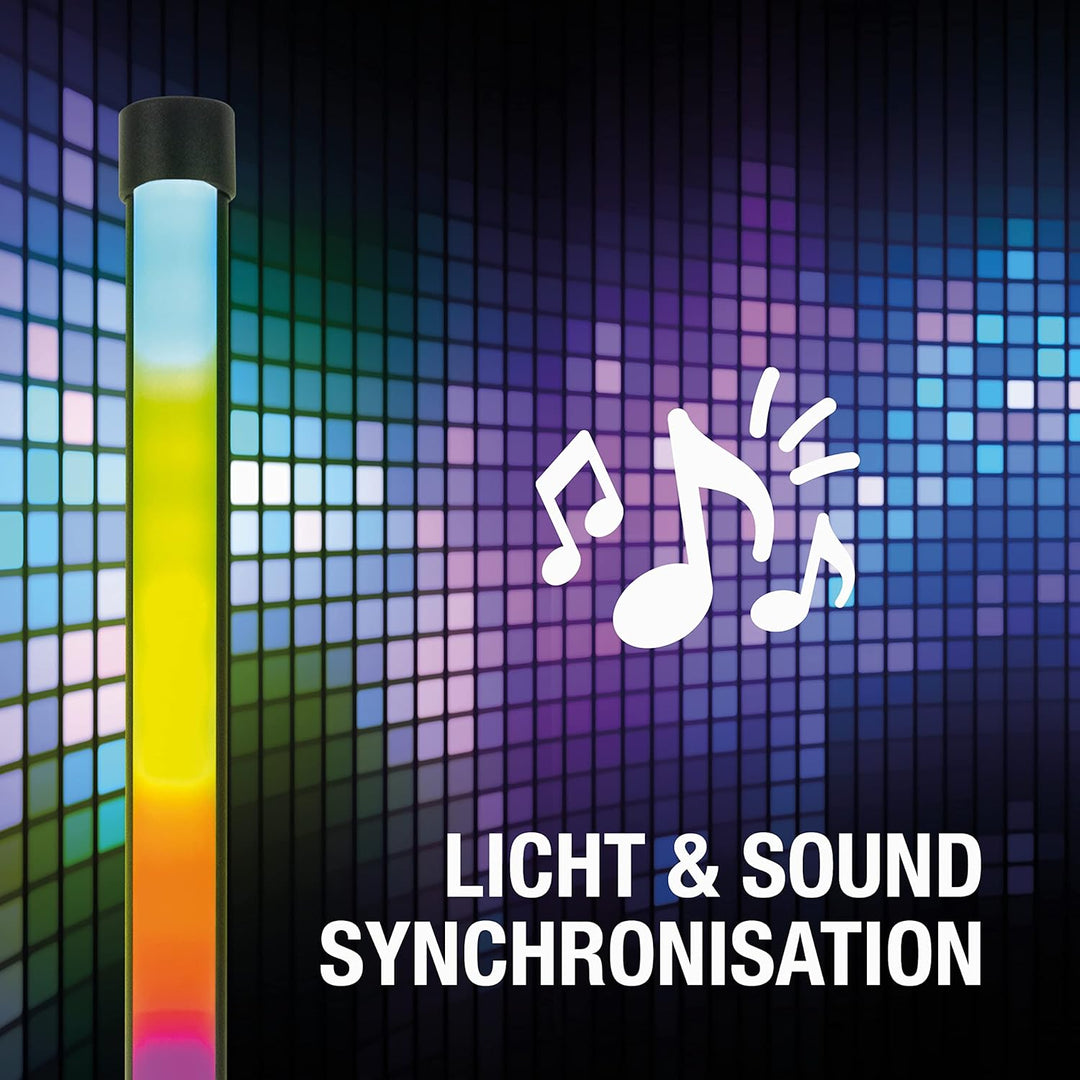 REV – Partylicht musikgesteuert & dimmbar inkl. Fernbedienung – Party Deko RGB Stehlampe 58cm 6W 200